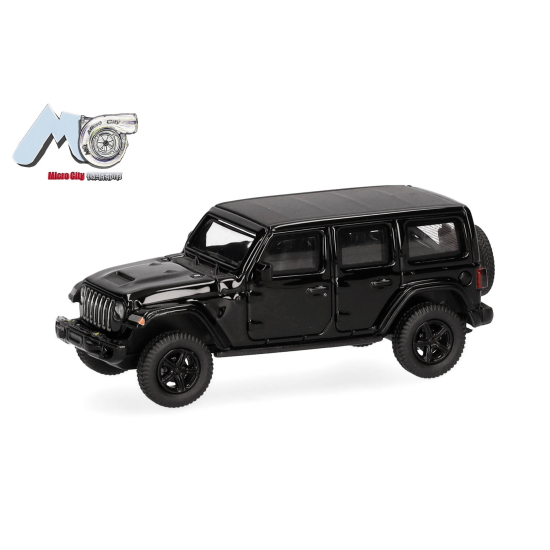 Herpa 87MC000028 – MicroCity – Jeep Wrangler (2017), Czarny – Skala H0 1:87